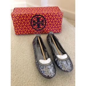 Tory Burch Eddie Glitter Ballet Flat.  Size 6.5 M